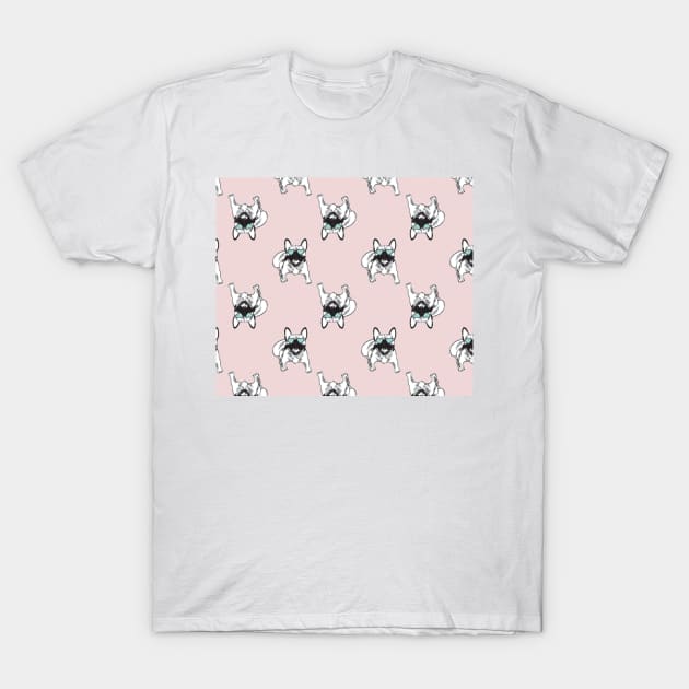 Blush pink Frenchies T-Shirt by RoseAesthetic